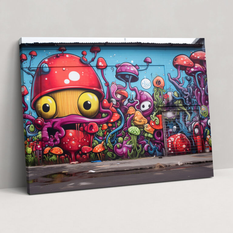 Whimsical Graffiti Wall Art - Graffiti, Playful Characters, Whimsical, Canvas