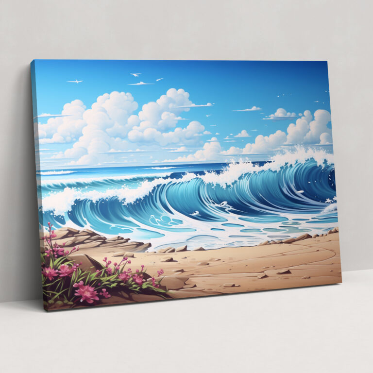 Serene Beach Graffiti Wall Art - Graffiti, Canvas, Tranquility, Wall Decoration