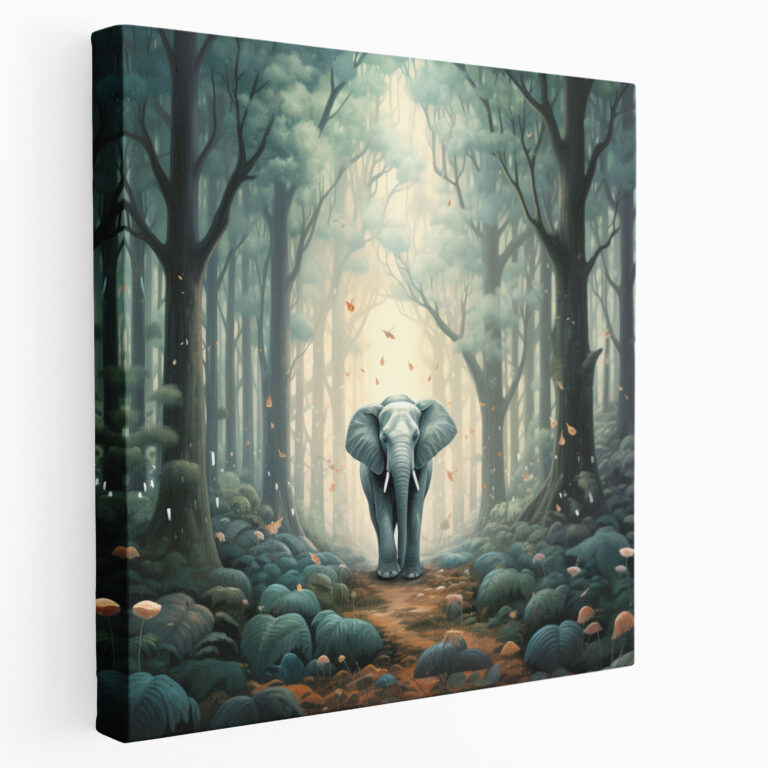 Gray Dreamy Elephant Wall Art - Gray, Canvas Wall Art, Canvas Print, Imagination