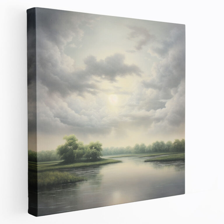 Serene Gray Landscape Canvas Print - Gray, Wall Decoration, Canvas, Tranquility