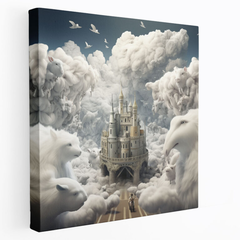 Gray Cloud Animals Canvas Print - Gray, Home Decoration, Canvas Print, Canvas Wall Art
