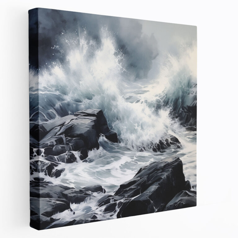 Gray Waves Ocean Canvas Print - Gray, Abstract, Power, Majestic Allure