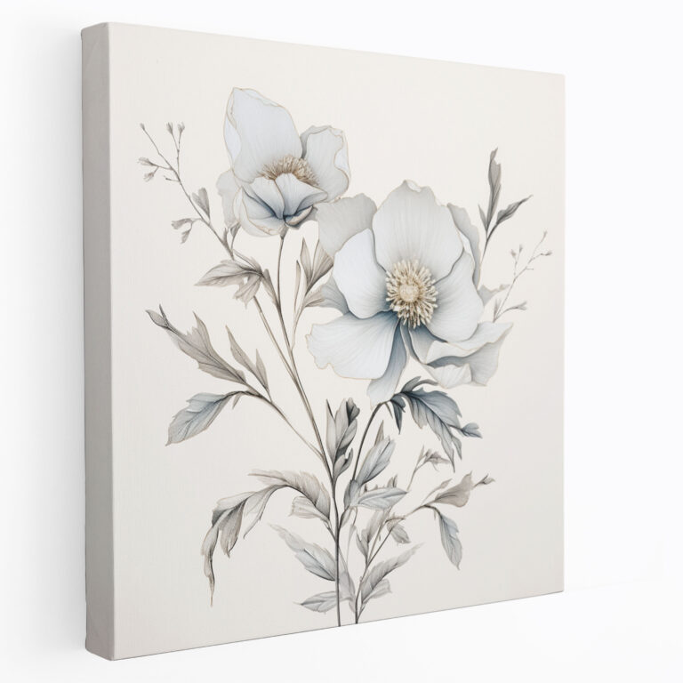 Gray Wall Decoration - Elegant Botanical Canvas Print - Gray, Gray Wall Decoration, Wall Art, Home Decoration