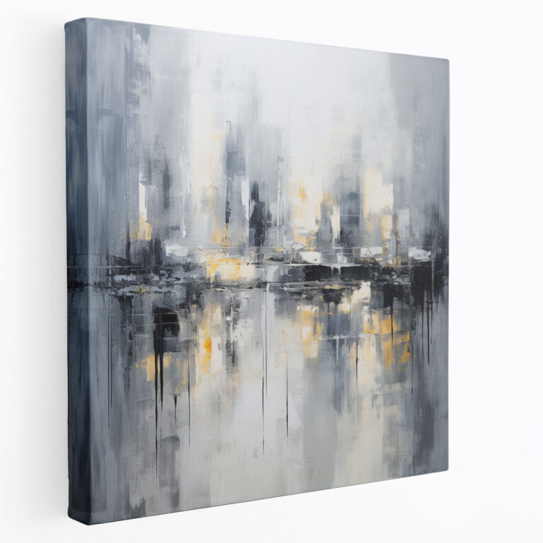 Gray Canvas Print - Contemporary Abstract City Skyline Wall Art - Gray, Canvas, Canvas Wall Art, Gray Art
