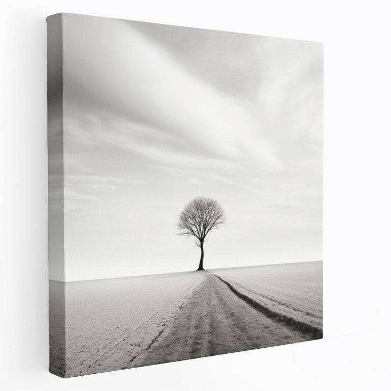 Gray Solitude Wall Art - Gray, Solitary Tree, Wall Decoration, Landscape