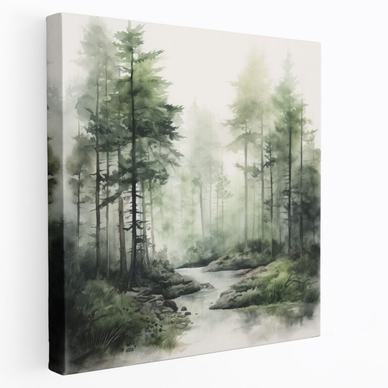 Gray Forest Canvas Print - Gray, Wall Art, Nature, Watercolor Painting