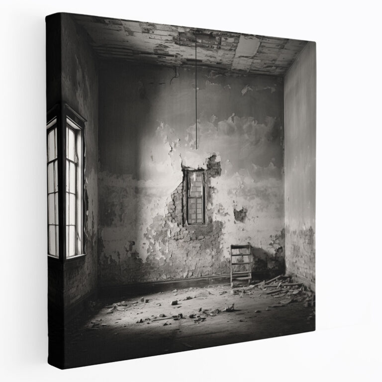 Gray Ruins Canvas Print - Gray, Abandoned Building, Home Decoration, Crumbling Gray Walls