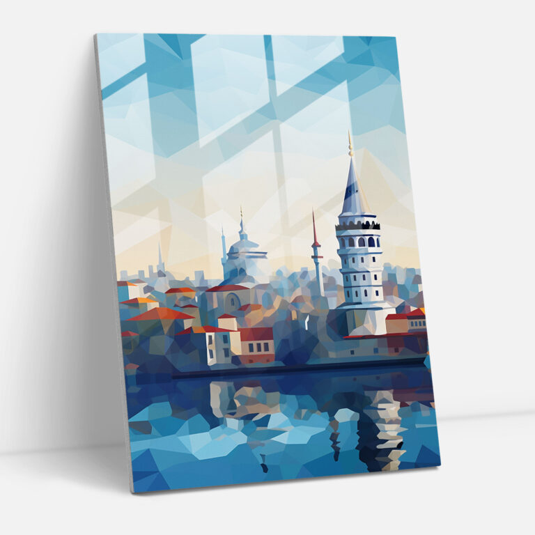 Galata Tower Glass Print - Galata Tower, Glass Art, Modern Art, Glass Print