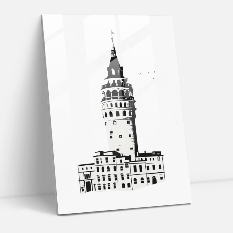 Galata Tower Wall Decoration - Galata Tower, Black And White, Galata Tower, Glass Wall Art