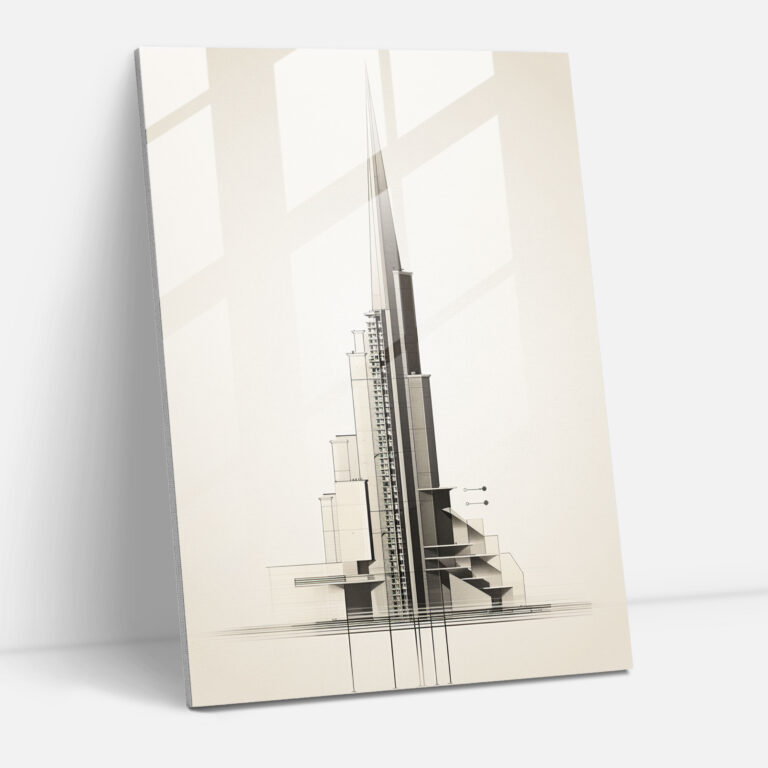 Galata Tower Glass Wall Art - Galata Tower, Geometric Pattern, Minimalistic Design, Glass Wall Art