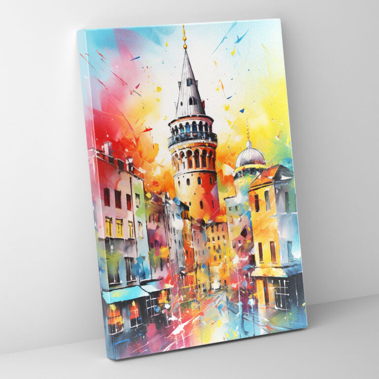 Galata Tower Canvas Print - Galata Tower, Canvas, Vibrant Colors, Striking Brushstrokes