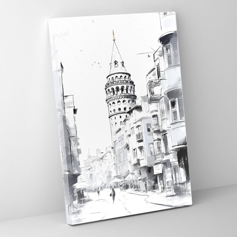 Galata Tower Canvas Print - Galata Tower, Minimalistic Design, Wall Decoration, Galata Tower