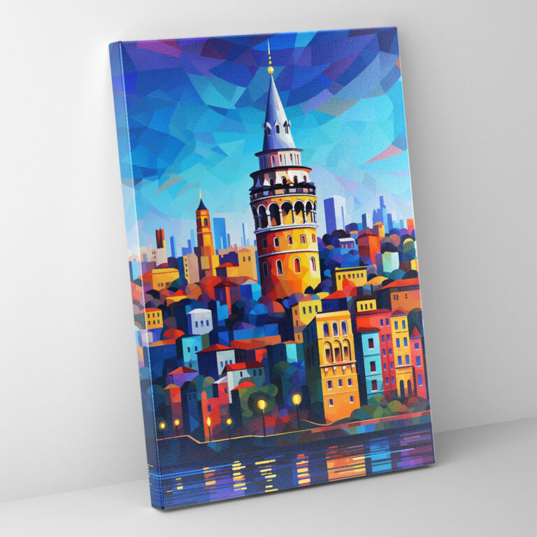 Galata Tower Wall Decoration - Galata Tower, Geometric Abstraction Artwork, Bold Shapes, Wall Art