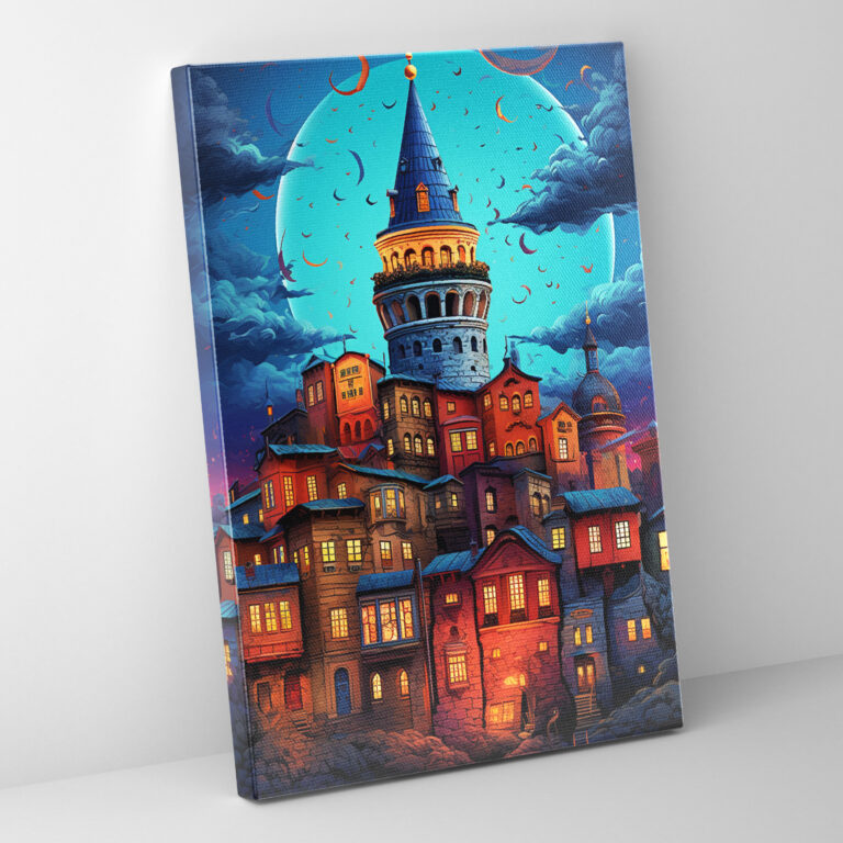 Galata Tower Canvas Print - Galata Tower, Galata Tower, Vibrant Colors, Whimsical