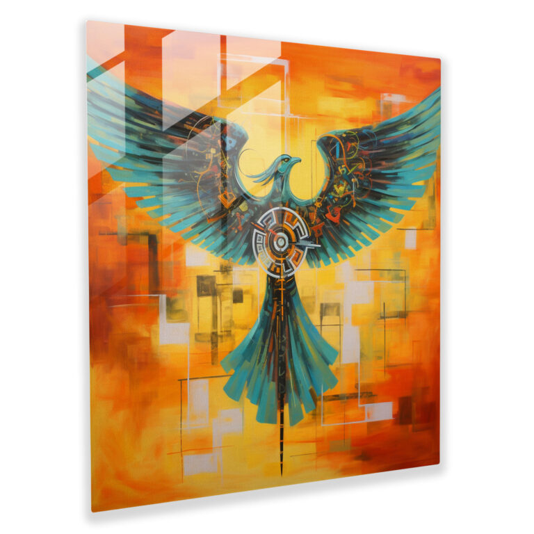 Hermes Glass Print - Abstract Acrylic Painting - Hermes, Wall Decoration, Home Decoration, Hermes With Wings
