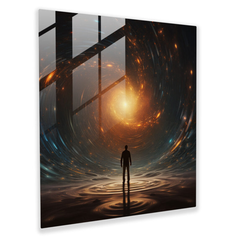 Hermes Glass Wall Art - Contemporary Digital Illustration - Hermes, Hermes Standing, Glass Wall Art, Cosmic Enchantment
