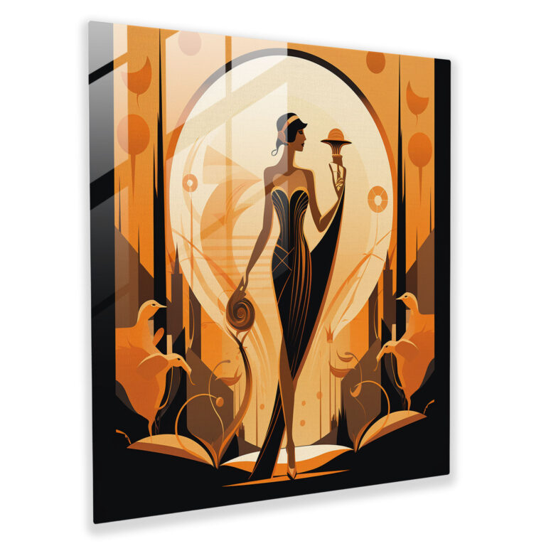 Hermes Glass Print - Art Deco Style Illustration - Hermes, Glass Print, Wall Decoration, Sophisticated Portrayal