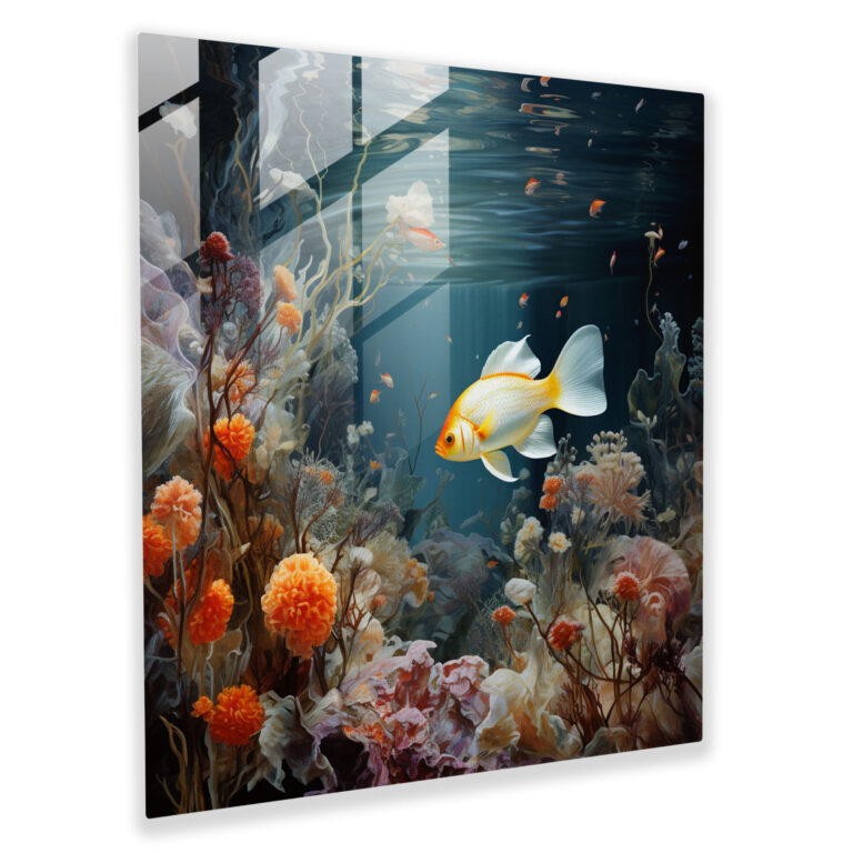 Hermes Glass Print - Underwater Glass Wall Art - Hermes, Tranquil, Glass Wall Art, Marine Life