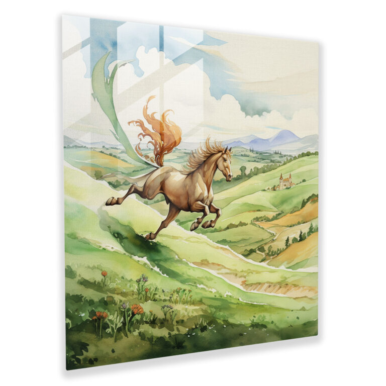 Hermes Glass Print - Serene Skies - Hermes, Hermes Glass Print, Meadows, Glass Art