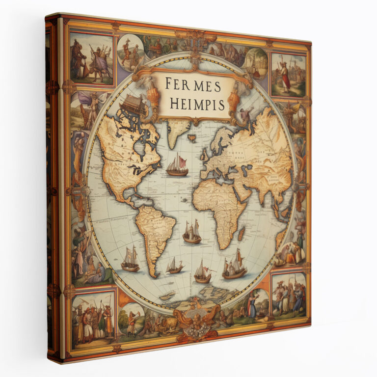 Hermes Trade Routes Vintage Map Canvas Print - Hermes, Hermes, Home Decoration, Connection And Adventure