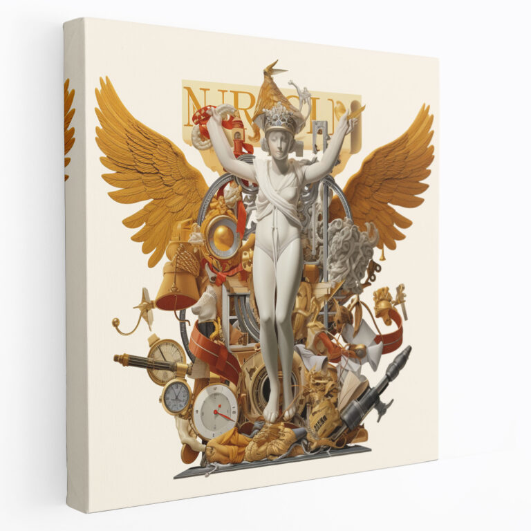 Hermes Symbol Collage Canvas Print - Hermes, Wall Art, Symbol Of The Caduceus, Canvas