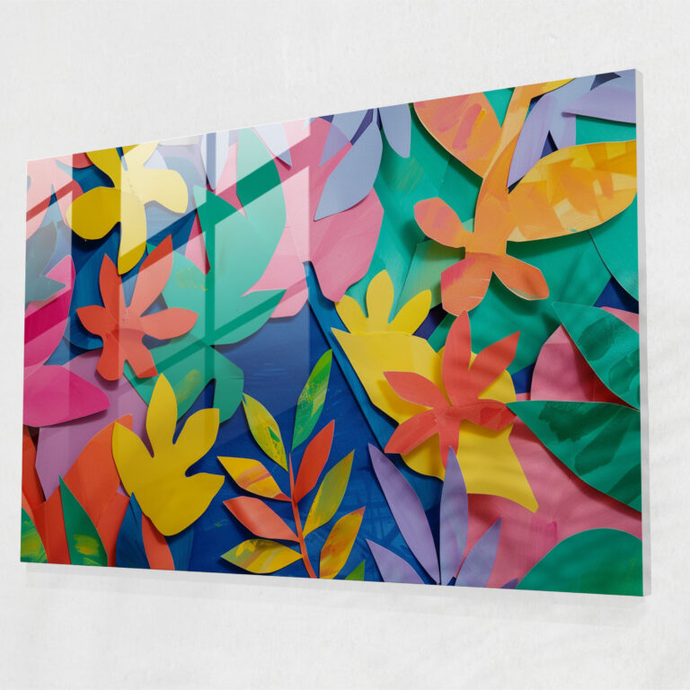 Colorful Leaf And Flower Glass Print - Henri Matisse, Glass Wall Art, Wall Decoration, Glass Print