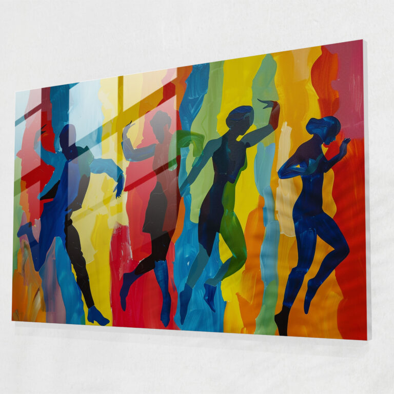 Henri Matisse Wall Decoration: Dynamic Figures Glass Art - Henri Matisse, Dynamic Figures, Glass Art, Colorful Backdrop
