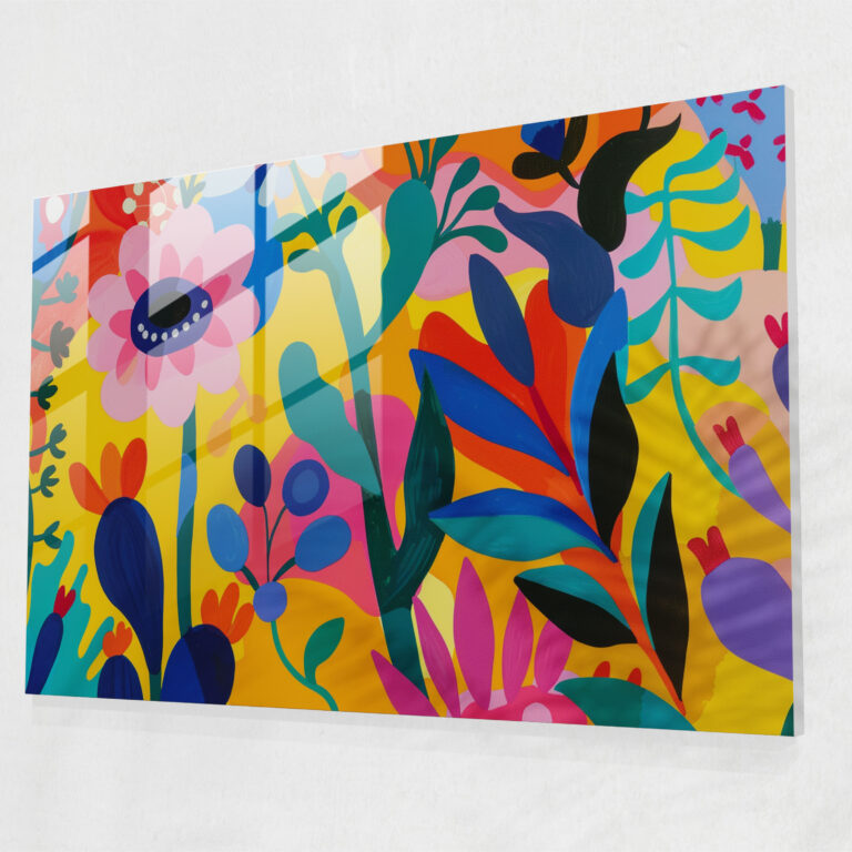 Henri Matisse Glass Print - Abstract Floral Design - Henri Matisse, Vibrant Colors, Glass Print, Floral Design