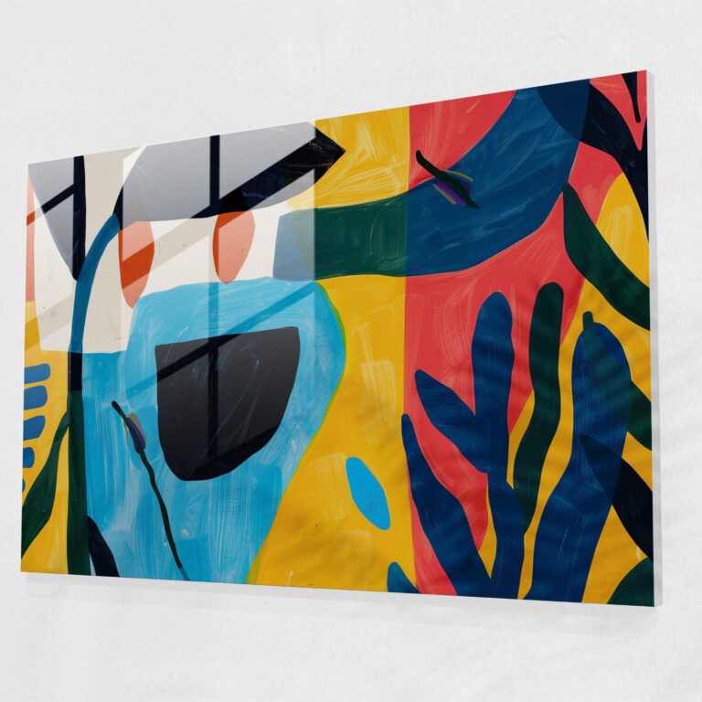 Henri Matisse Glass Wall Art - Cool Tones Abstract Shapes - Henri Matisse, Modern Art, Home Decoration, Glass Art