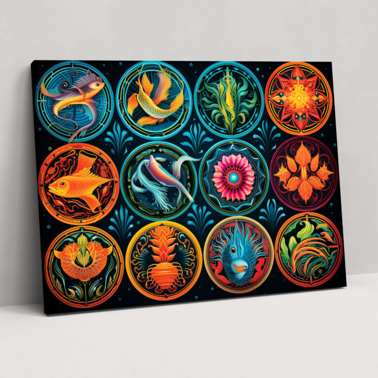 Horoscope Hand-Painted Zodiac Signs Wall Art - Horoscope, Astrology Lovers, Intricate Patterns, Vibrant Colors
