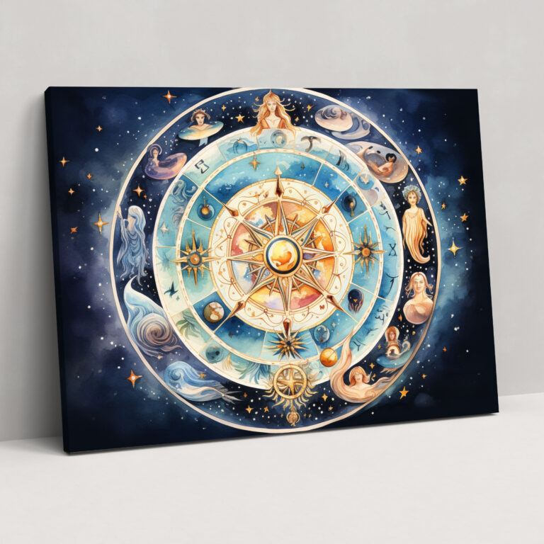 Horoscope Watercolor Zodiac Signs Canvas Print - Horoscope, Canvas Print, Canvas Wall Art, Celestial Elements