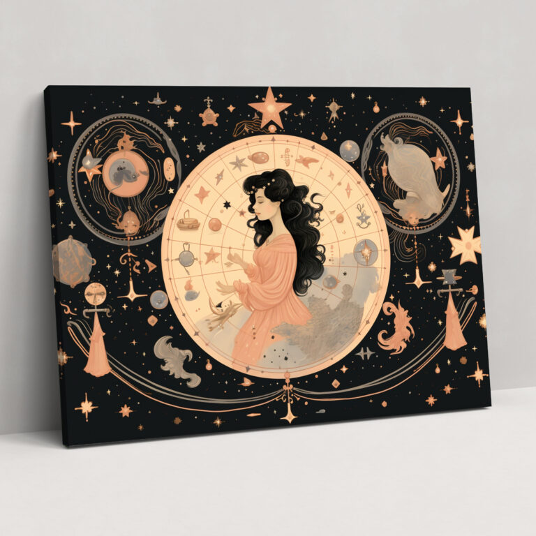 Horoscope Vintage Astrology Symbols Canvas Print - Horoscope, Nostalgia, Wall Decoration, Vintage-Inspired Illustration