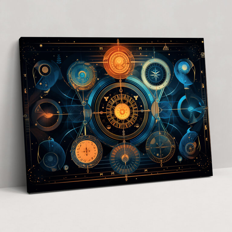 Horoscope Wall Art - Horoscope, Wall Art, Geometric Horoscope Symbols, Abstract Cosmic Pattern