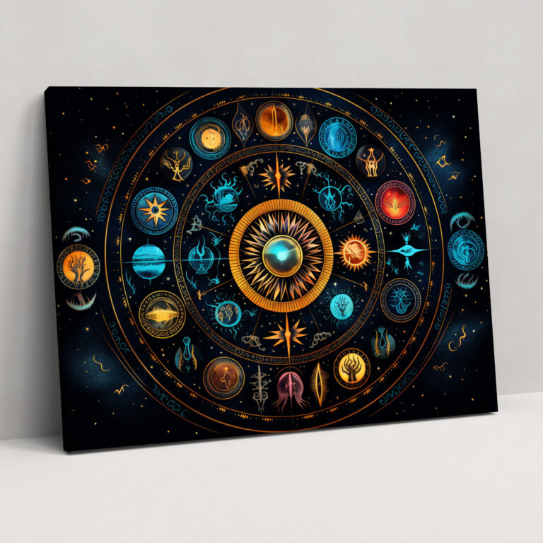 Horoscope Mandala Canvas Print - Horoscope, Wall Decoration, Canvas Wall Art, Home Decoration