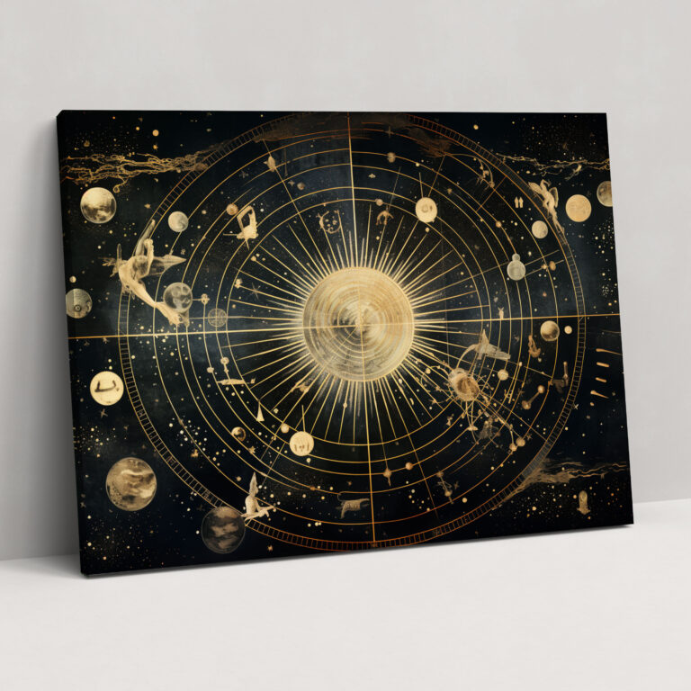 Horoscope Celestial Collage Canvas Print - Horoscope, Zodiac Constellations, Home Decoration, Harmonious