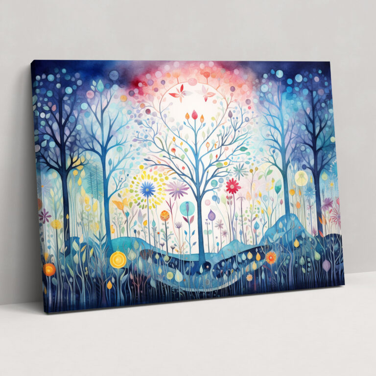 Mystical Forest Canvas Print - Horoscope, Canvas Wall Art, Watercolor Painting, Canvas Print