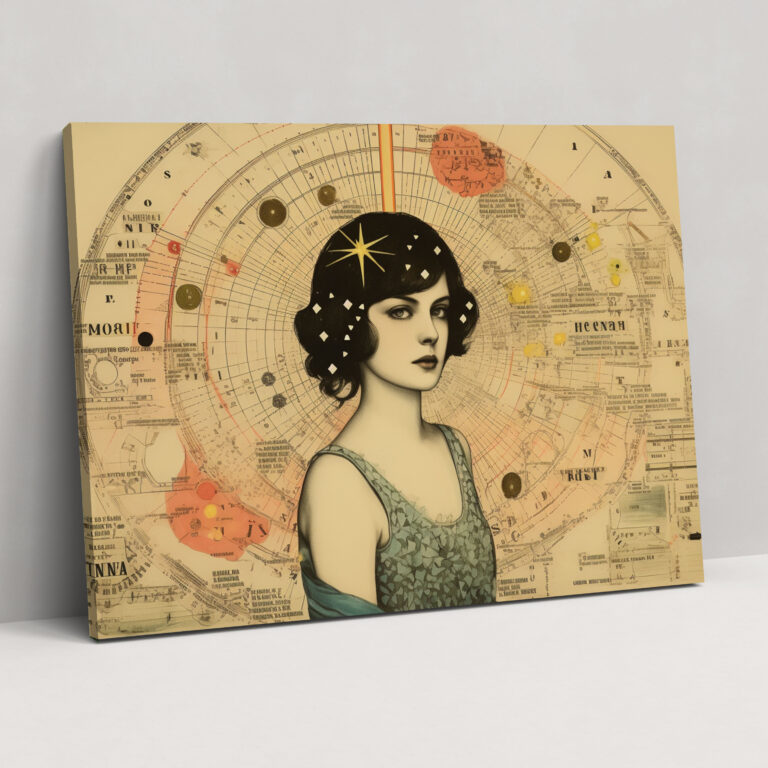 Horoscope Astrological Collage Wall Art - Horoscope, Handwritten Notes, Vintage Collage, Antique Illustrations