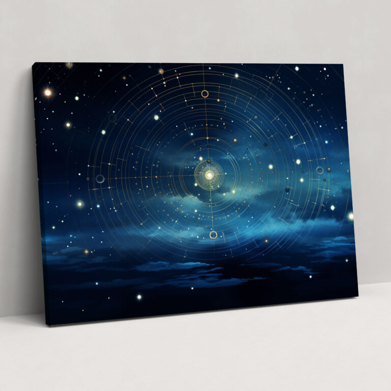 Celestial Night Sky Canvas Print - Horoscope, Wall Decoration, Horoscope, Digital Art