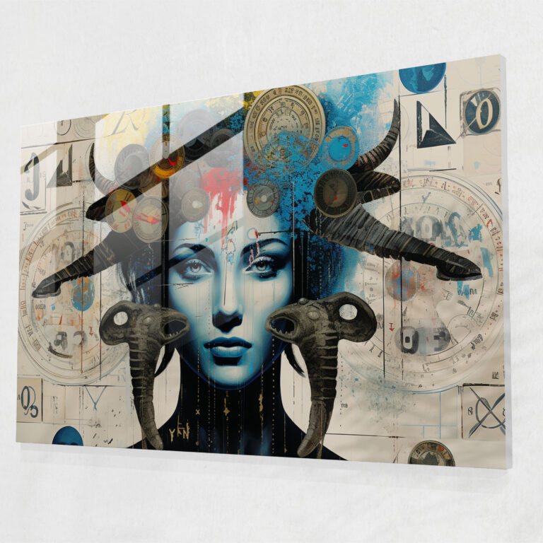 Horoscope Modern Art - Horoscope, Wall Decoration, Collage, Glass Print