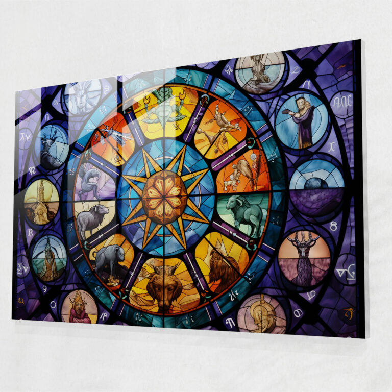 Zodiac Kaleidoscope Glass Wall Art - Horoscope, Glass Wall Art, Glass Art, Wall Decoration