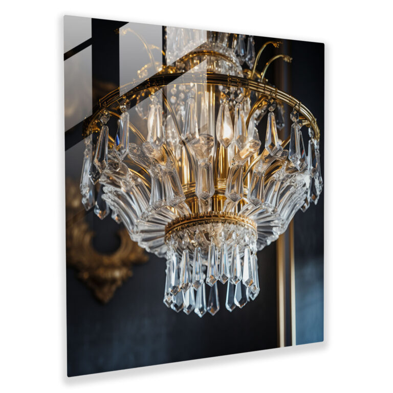 Glamorous Chandelier Glass Print - Hotel, Glass Art, Glass Wall Art, Wall Decoration