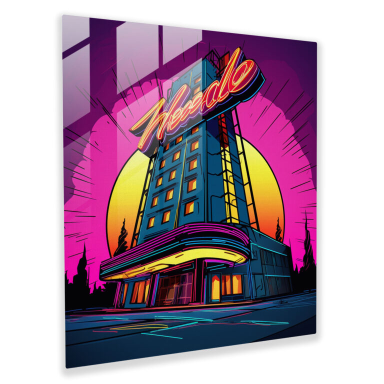 Retro Retreat - Pop Art Glass Print - Hotel, Glass Art, Retro Retreat, Home Decoration