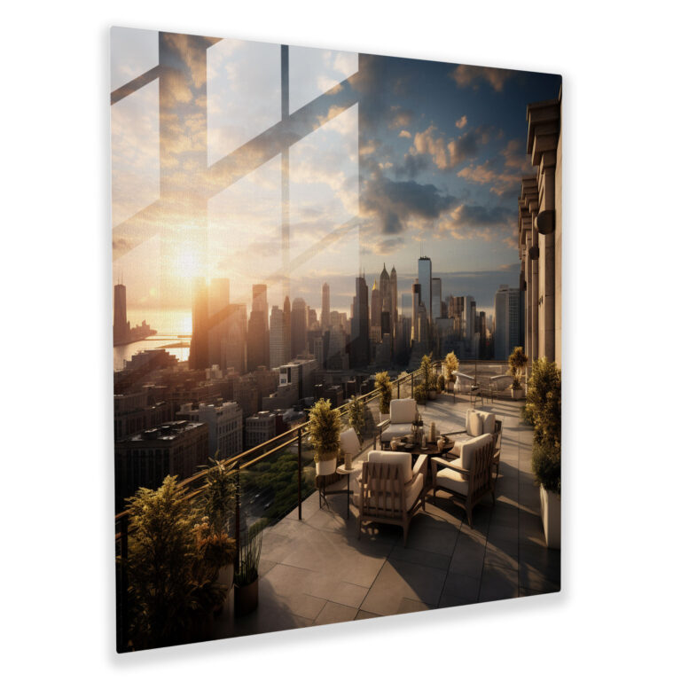Skyline Tranquility - Realistic Glass Print - Hotel, Glass Print, Wall Decoration, Rooftop Terrace