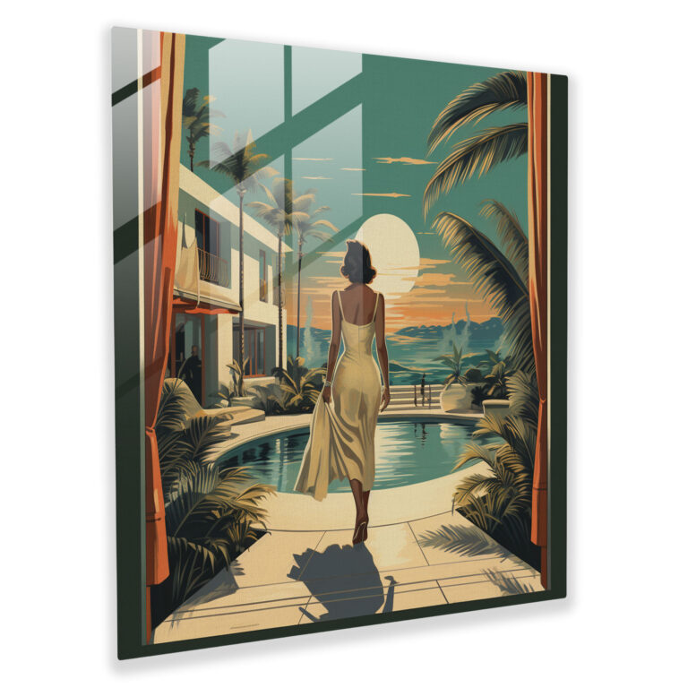 Retro Escape Hotel Glass Print - Hotel, Retro Escape Hotel, Home Decoration, Glass Wall Art