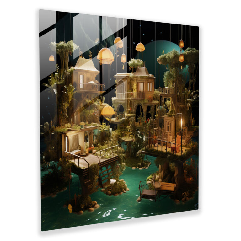 Hotel Glass Print - Dreamlike Garden - Hotel, Dreamlike Garden, Mixed Media, Hotel