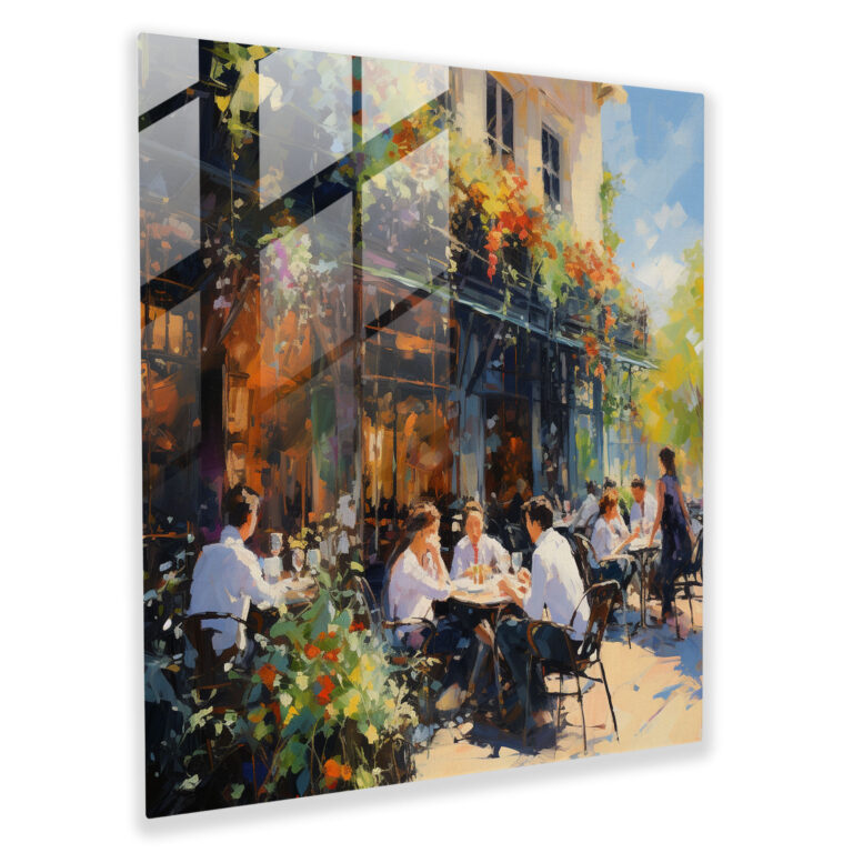 Hotel Glass Print - Outdoor Cafe - Hotel, Impressionist Painting, Outdoor Hotel Cafe, Glass Print