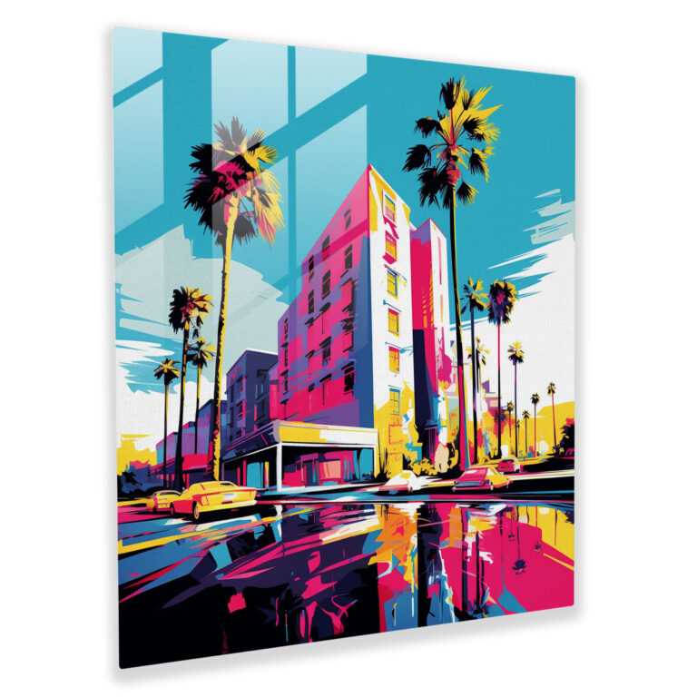Pop Art Hotel Glass Print - Hotel, Glass Art, Glass Wall Art, Home Decoration