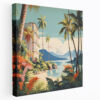 Tropical Paradise Hotel Vintage Poster Canvas Print - Hotel, Wall Decoration, Wall Art, Vintage Travel Poster