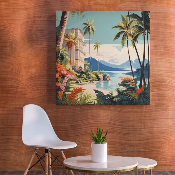 Tropical Paradise Hotel Vintage Poster Canvas Print - Hotel, Wall Decoration, Wall Art, Vintage Travel Poster - Image 2