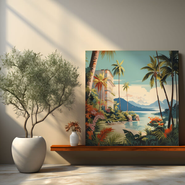 Tropical Paradise Hotel Vintage Poster Canvas Print - Hotel, Wall Decoration, Wall Art, Vintage Travel Poster - Image 3